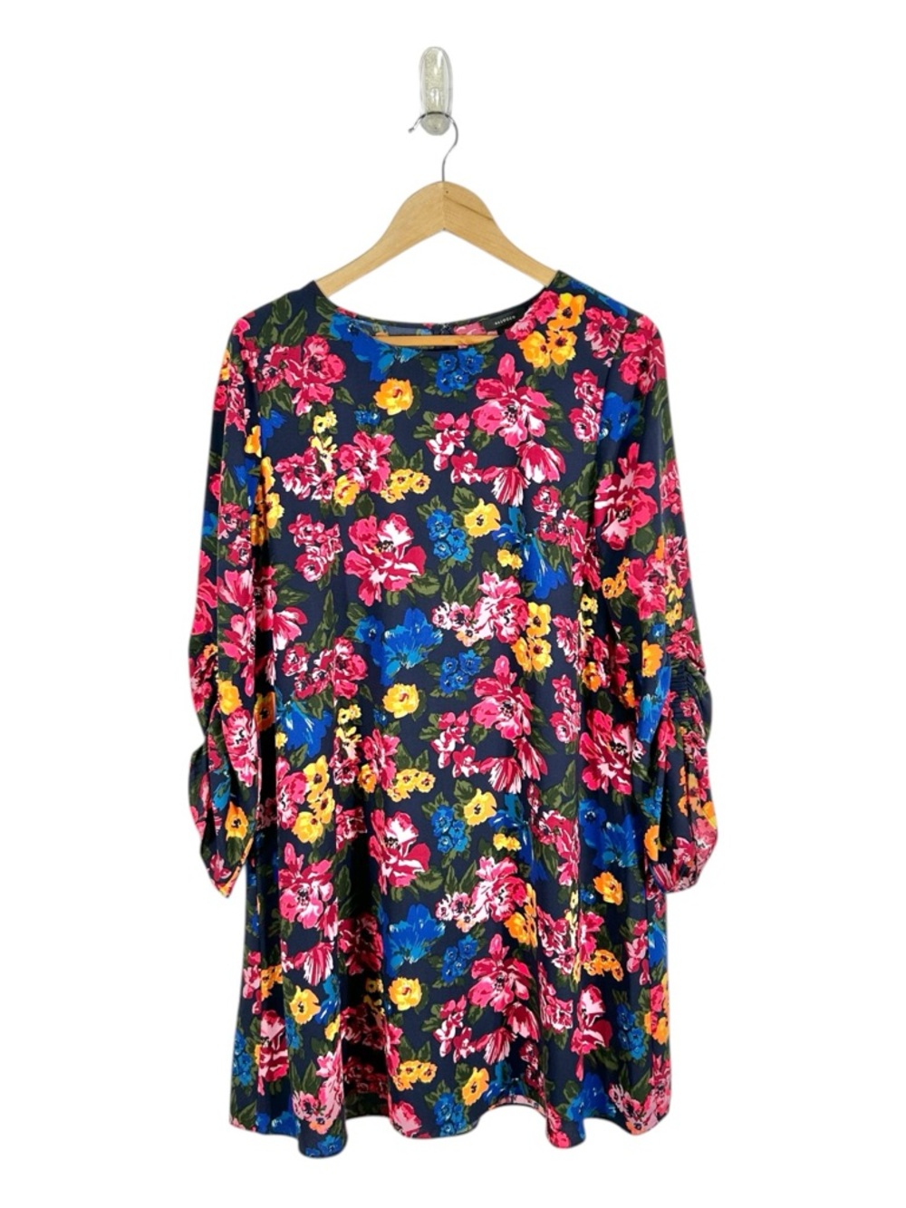 Halogen Floral Long Sleeve Ruched Sleeve Shift Dress Size Medium